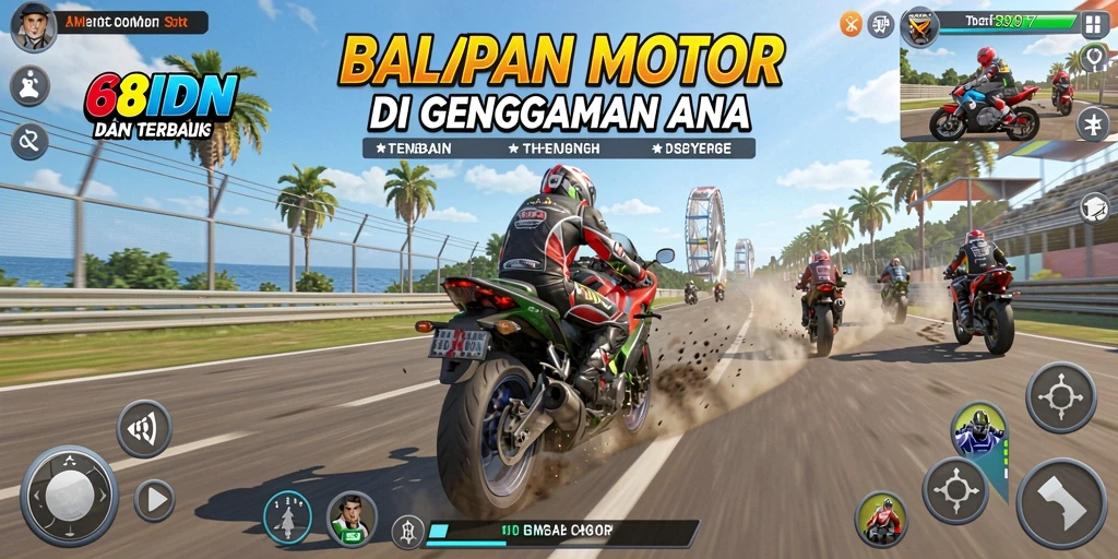Tampilan gameplay seru dari balapan motor di 68IDN.