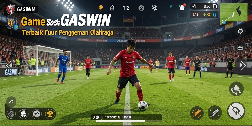 Tangkapan layar <strong>GASWIN</strong> menampilkan gameplay sepak bola yang mendebarkan dan penuh aksi.