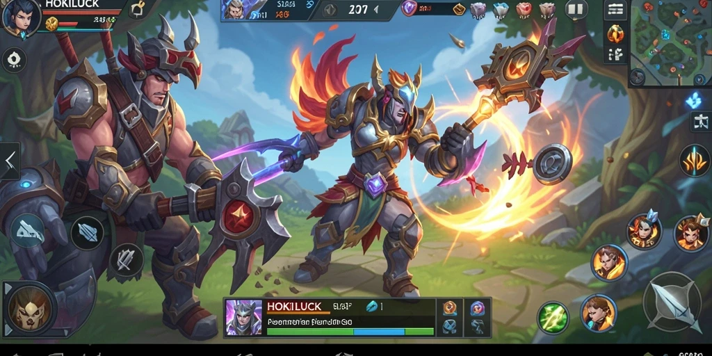 Tampilan gameplay menarik di HOKILUCK dengan pertempuran strategi.