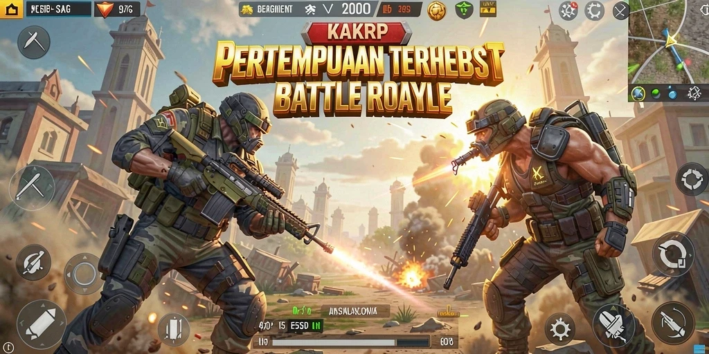 Screenshot gameplay KAKRP menampilkan aksi pertempuran yang mendebarkan dan strategi tim.