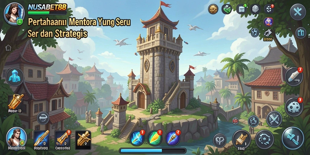 Tangkapan layar yang menunjukkan aksi menara dalam NUSABET88.