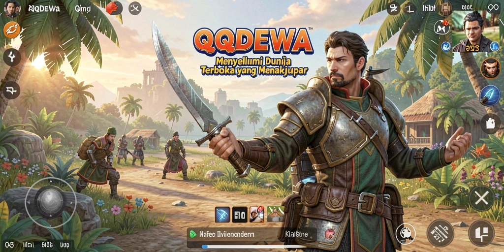 Screenshot gameplay menampilkan eksplorasi luas di <strong>QQDEWA</strong>.