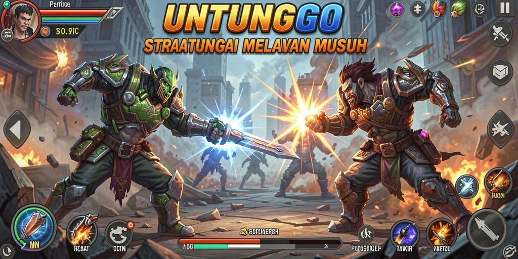 Tampilan aksi seru dalam game Fighting UNTUNGGO.